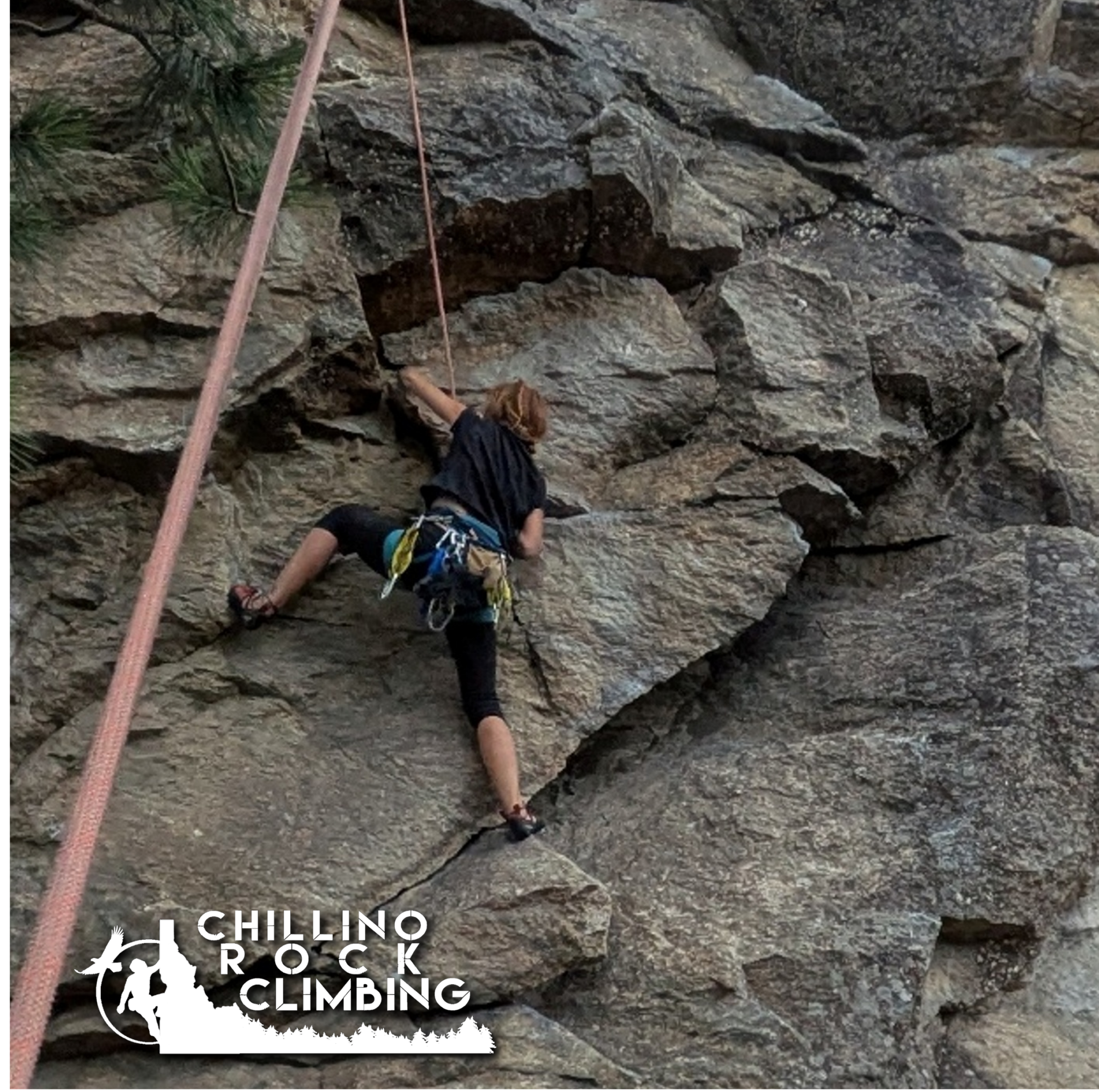 Rock climber top roping in Northern Idaho